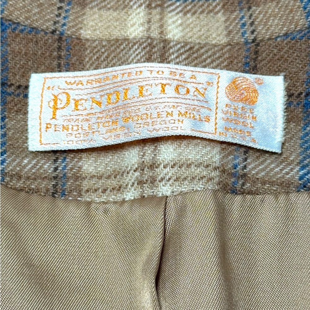 Pendleton Tan And Brown Plaid Blazer Sz Lg Large … - image 4